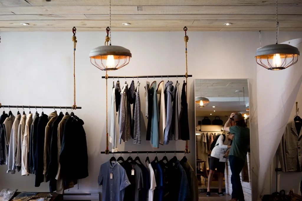 Racks men's apparel walls clothes