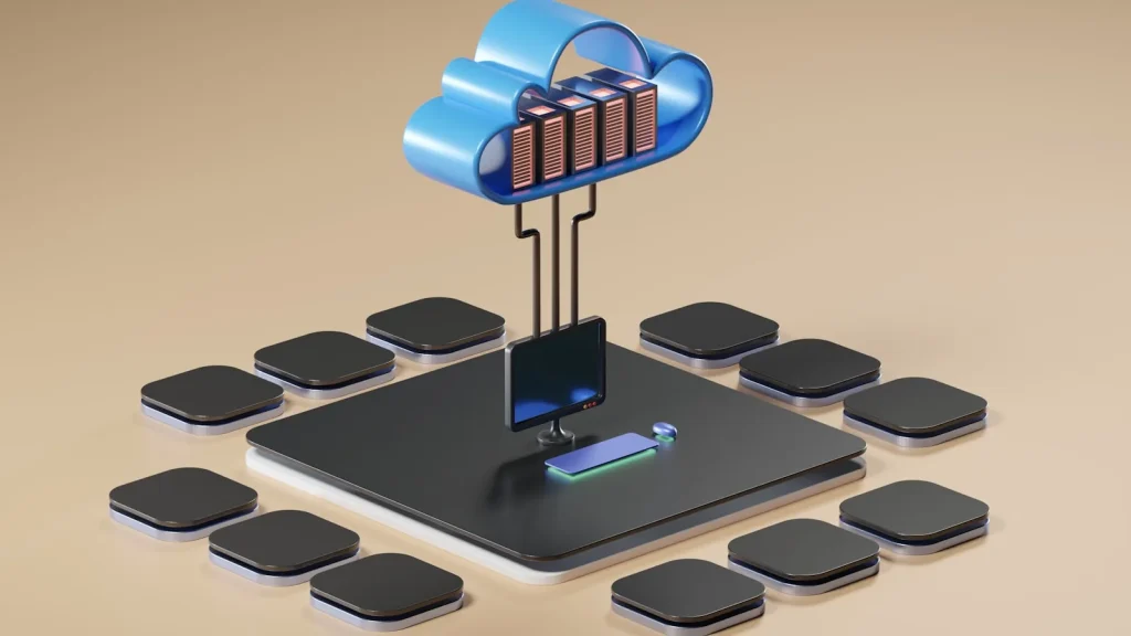3D render of cloud computing concept