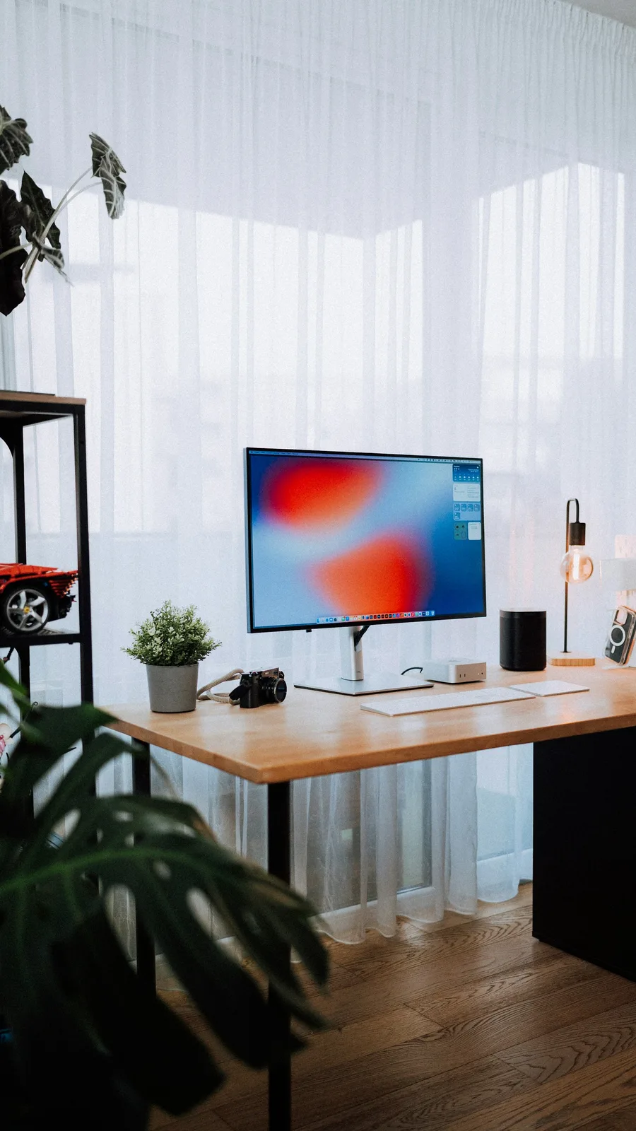 Cozy home office with modern desk setup