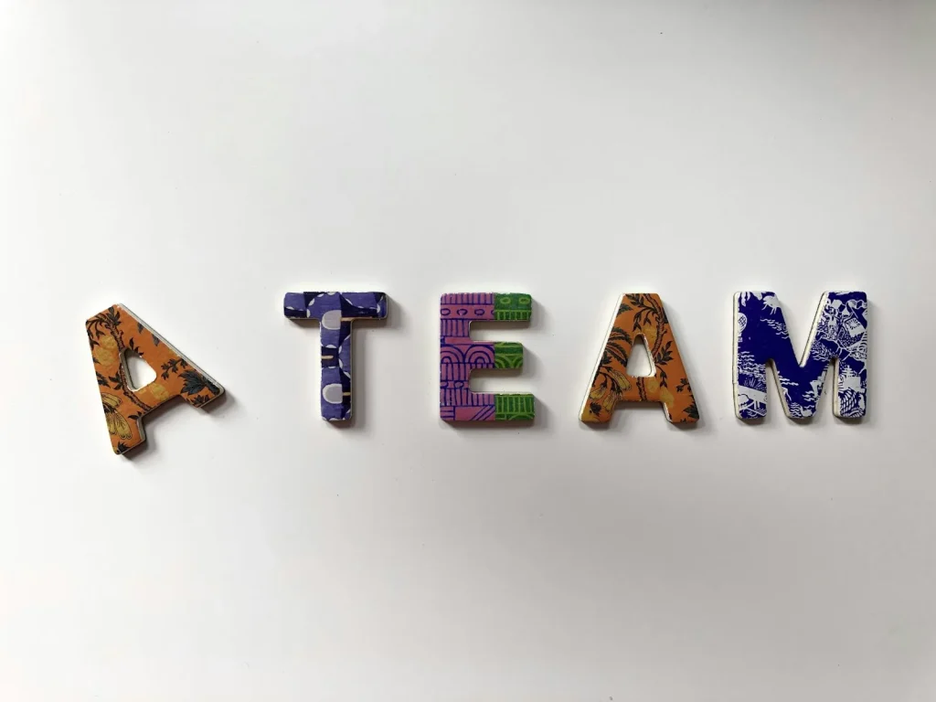 assorted-color A Team text wall decor